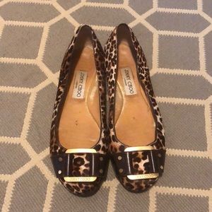 Jimmy Choo calf-hair leopard print flats